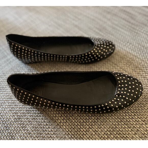 POUR LE VICTOIRE Genuine leather studded ballet flats 9.5 black whimsigoth - Picture 5 of 6